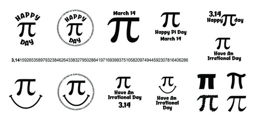 Happy PI day, 14 march, The number π is a mathematical constant ( 3.14 3,14 3/14 ) symbol. Fun vector maths icon or sign banner. Ratios letters formula structure. Archimedes constant irrational number