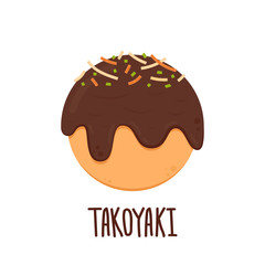 Takoyaki vector. Takoyaki on white background. free space for text.