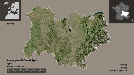 Auvergne-Rhône-Alpes, region of France,. Previews. Satellite