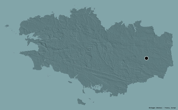 Bretagne, region of France, on solid. Administrative