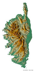 Corse, region of France, on white. Relief © Yarr65