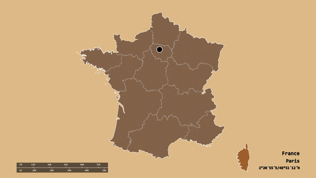 Location of Corse, region of France,. Pattern