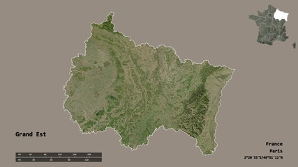 Grand Est, region of France, zoomed. Satellite