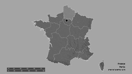 Location of Hauts-de-France, region of France,. Bilevel