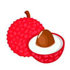 Leechy  and half. Cut fruit leechy and whole nearby.