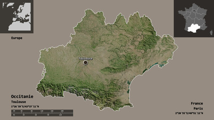 Occitanie, region of France,. Previews. Satellite