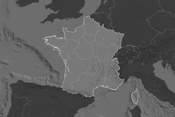 France borders. Neighbourhood desaturated. Bilevel