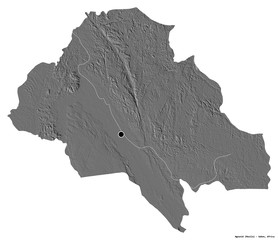Ngounié, province of Gabon, on white. Bilevel
