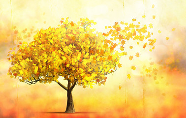 autumn maple tree abstract background