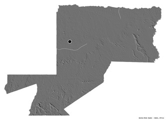 Wouleu-Ntem, province of Gabon, on white. Bilevel