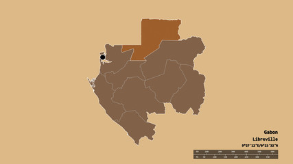Location of Wouleu-Ntem, province of Gabon,. Pattern