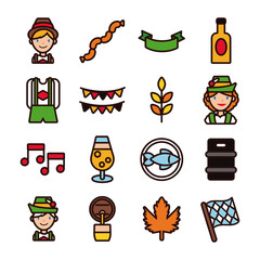 bundle of sixteen oktoberfest set collection icons