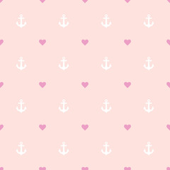 seamless pattern with anchors and hearts