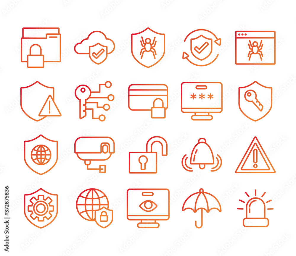 Poster bundle of data security set icons