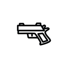 gun thin icon isolated on white background, simple line icon for your work.
