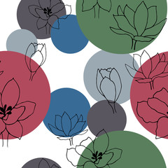 Seamless floral pattern with hand draw spring flower