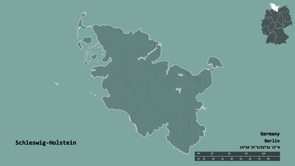 Schleswig-Holstein, state of Germany, zoomed. Administrative