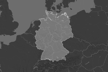 Germany borders. Neighbourhood desaturated. Bilevel