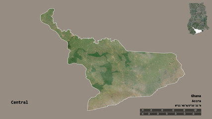 Central, region of Ghana, zoomed. Satellite