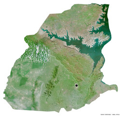 Eastern, region of Ghana, on white. Satellite