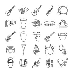 bundle of twenty five musical instruments set icons © Gstudio