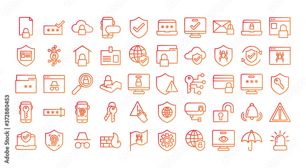 Poster bundle of data security set icons