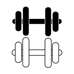 Dumbbell or dumbells weight training equipment flat vector icon for exercise apps and websites