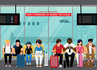 Do not crowding at waiting to board the plane © Akira 54