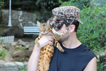 Man wearing cyber punk look during pandemic 