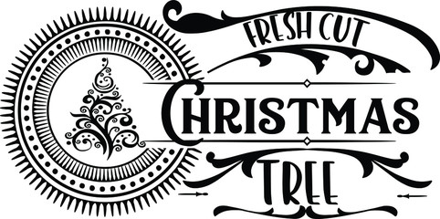 Vector Illustration of Fresh Cut Christmas Tree Quote