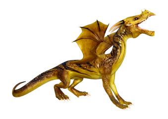 3D Rendering Fairy Tale Dragon on White