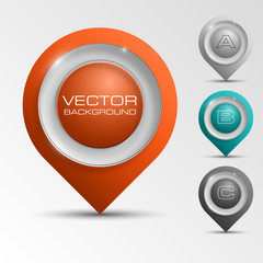 Index location on the map. Pointer position. Marker standing. Indicator destination. Origami infographic colorful banners set. Advertising Design shape. Speech talking cloud. Vector label tag.