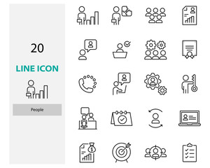 set of worker thin line icons, job, people, work