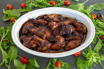 Honey Soy Chicken Wing Nibbles with Salad