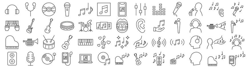 Set of various icons related to music