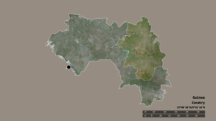 Location of Kankan, region of Guinea,. Satellite