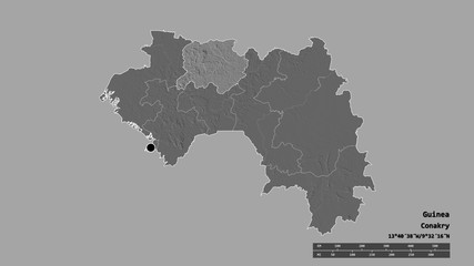 Location of Lab&eacute;, region of Guinea,. Bilevel
