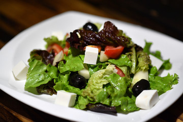 salad, food, lettuce, healthy, vegetable, plate, tomato, cheese, meal, appetizer, dinner, green, fresh, vegetables, vegetarian, dish, lunch, diet, greek, delicious, onion, tomatoes, gourmet, olives, r
