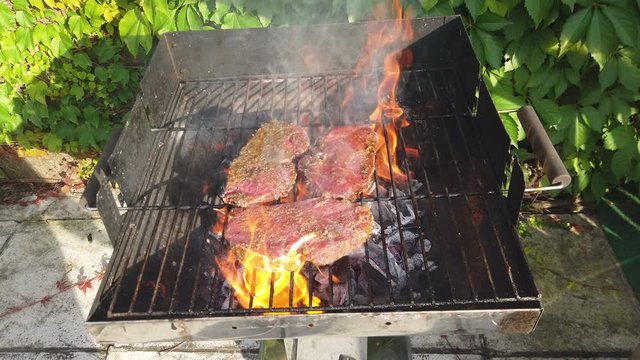 Holzkohlegrill grill Glut Flamme grillen Fleisch Feuer Holzkohle Rost Hei&szlig;