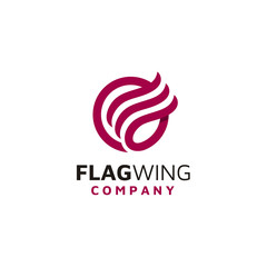 Waving Fluttering National Ribbon Flag Military Wing logo design for globe global unity transport logo design