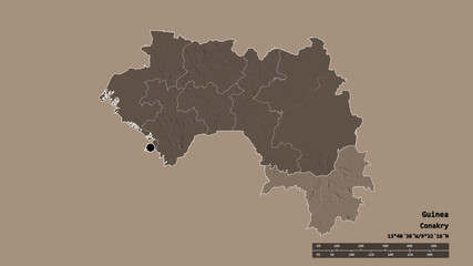 Location of Nzérékoré, region of Guinea,. Administrative