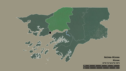 Location of Oio, region of Guinea-Bissau,. Relief