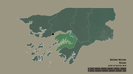 Fototapeta premium Location of Quinara, region of Guinea-Bissau,. Relief