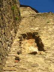 Ściana średniowiecznego zamku, Kamieniec Podolski, Ukraina