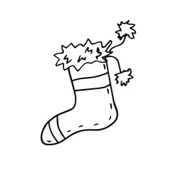 Christmas sock on a white background. New year's sock sketch