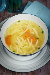 Chicken soup with noodles and vegetables