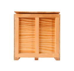 Wooden container for transportation,shipping of cargo and goods, luggage isolated on white background