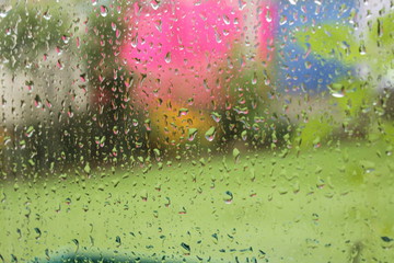 rain drops on glass shallow DOF