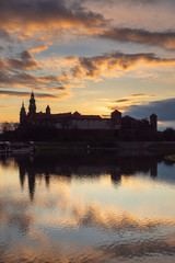 Fototapeta na wymiar Royal Castle Wawel in Cracow in sunrise time.