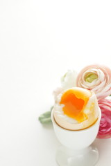 soft boiled egg in egg stand for breakfast 